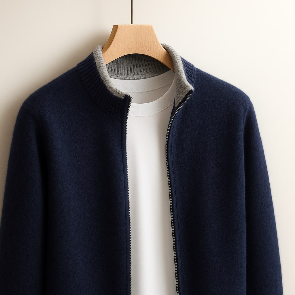 HARVEY ELEGANT WOOL ZIP JACKET