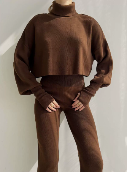 GLOWMODE Modal Soft Warm CurvedBubble Hem Waist Length Oversized Ribbed Cuffs High Neck Pullover Sweatshirt Daily