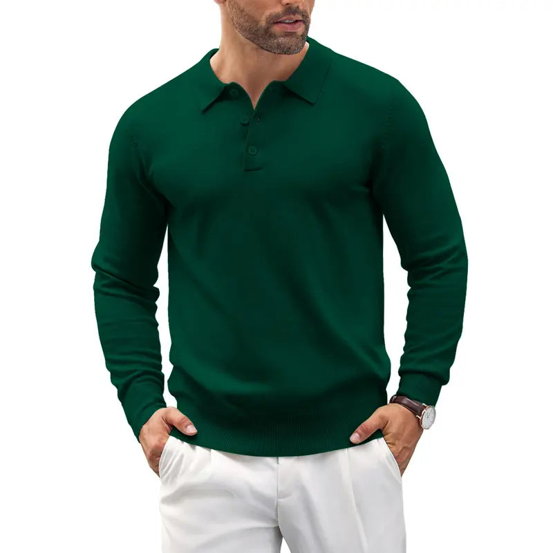 Men's wear Knit Polo Shirts Casual Long Sleeve