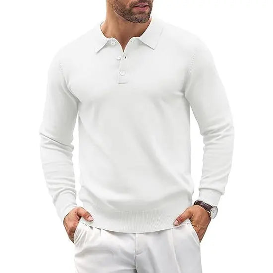 Men's wear Knit Polo Shirts Casual Long Sleeve