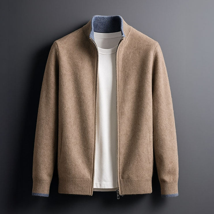 HARVEY ELEGANT WOOL ZIP JACKET