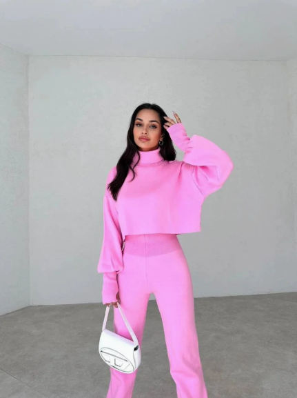 GLOWMODE Modal Soft Warm CurvedBubble Hem Waist Length Oversized Ribbed Cuffs High Neck Pullover Sweatshirt Daily